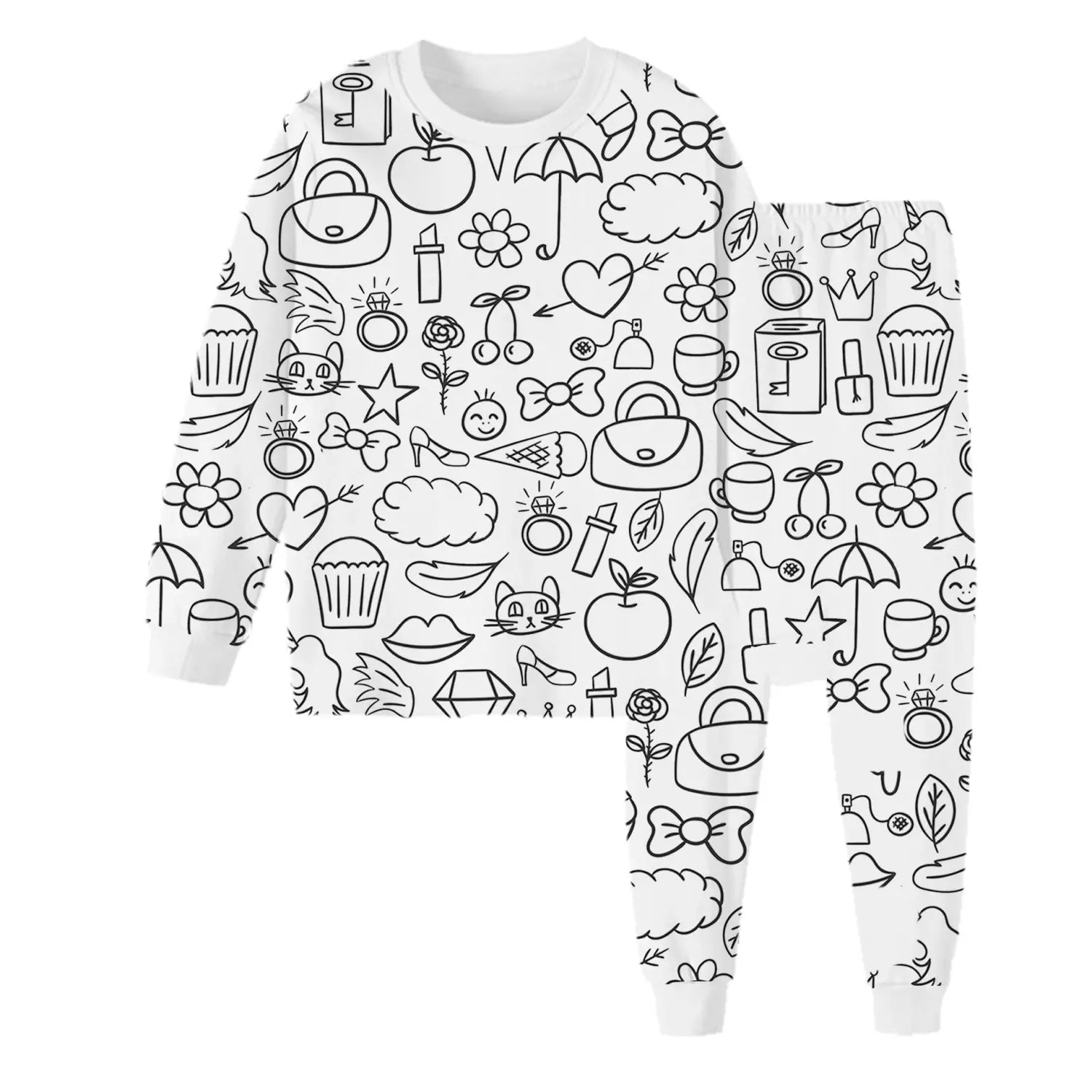 Children’s graffiti pajamas diy hand-painted colorable set for home decor coloring pajama sets