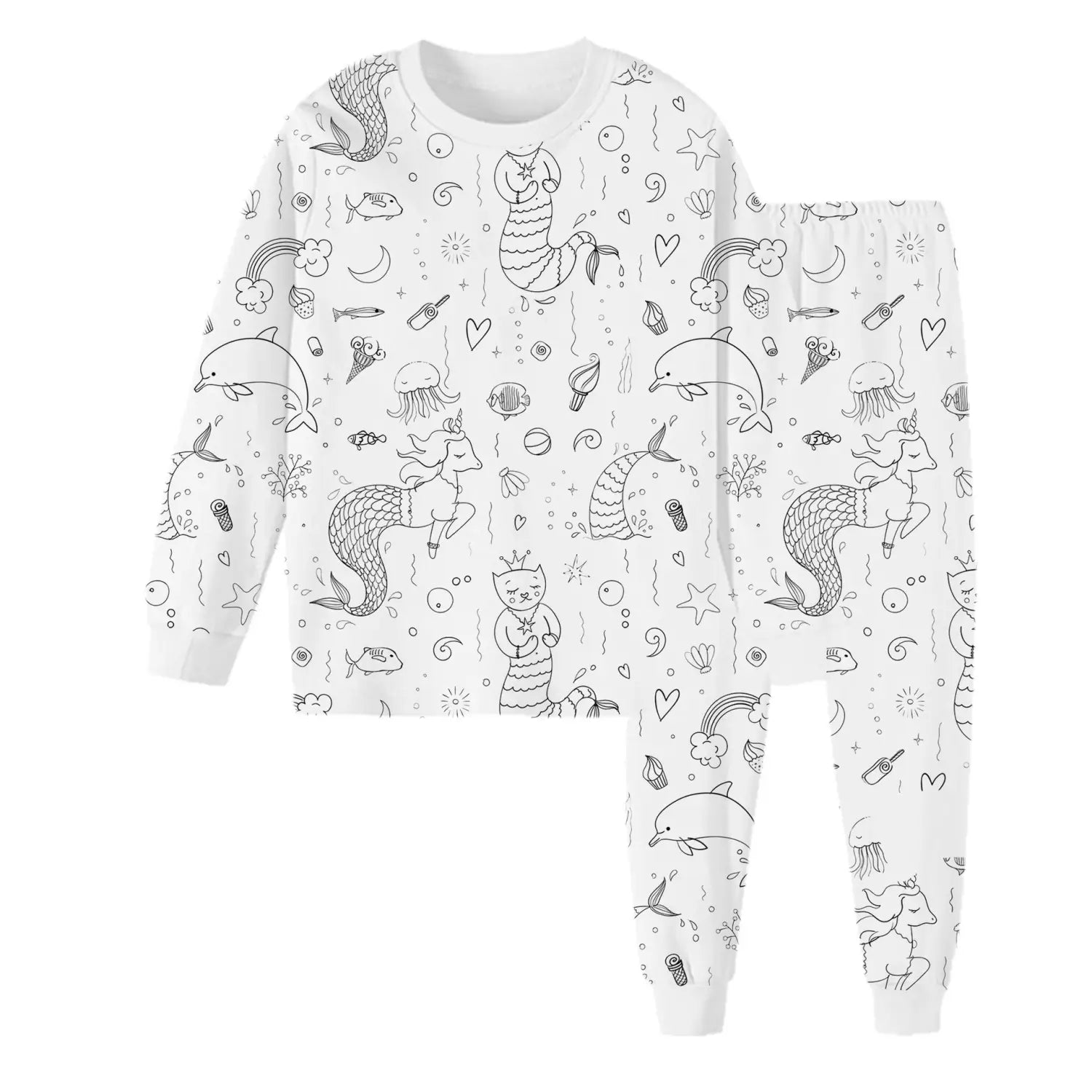Children’s graffiti pajamas diy hand-painted colorable set for home decor coloring pajama sets