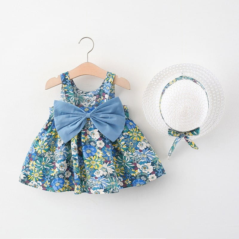 Children’s skirts chest bow dresses pastoral princess skirts send hats baby beach skirts