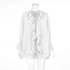 Tornova Women's Ruffled Spring Shorts & V-Neck Set