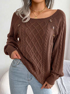Chic Square Collar Knitted Pullover for Autumn & Winter