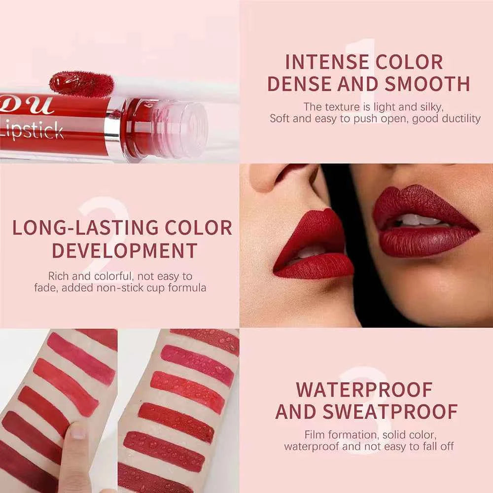 Waterproof Matte Liquid Lipstick - CmaaDu Red Elegance