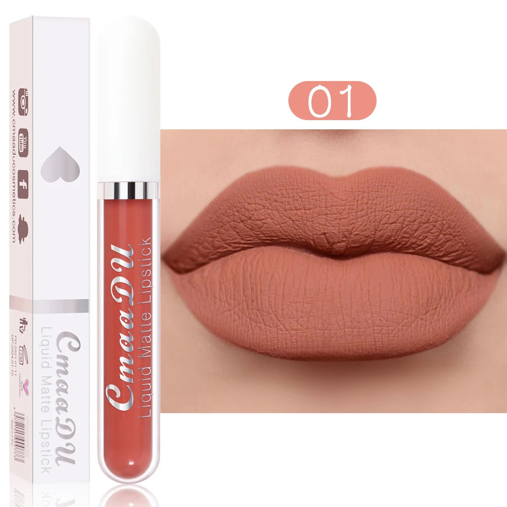 Waterproof Matte Liquid Lipstick - CmaaDu Red Elegance