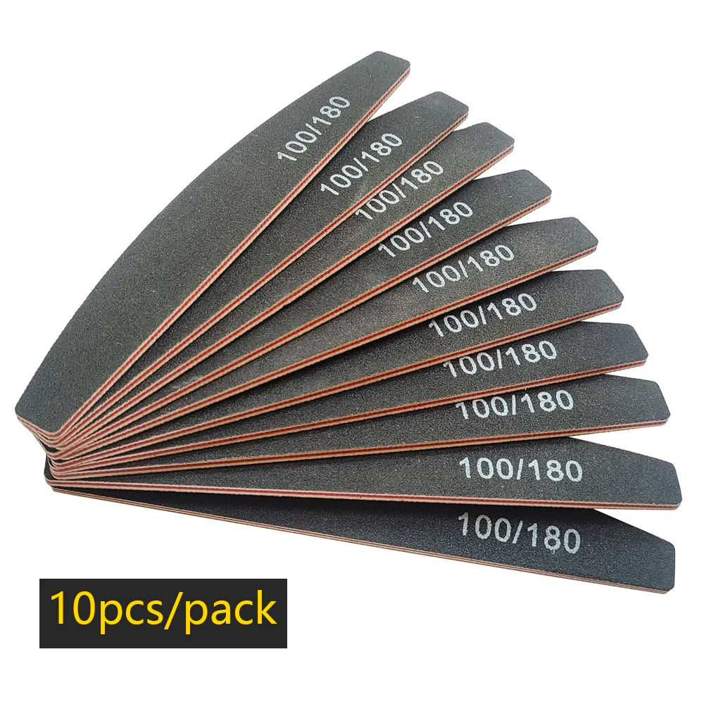 Precision Half Moon Nail File Buffer - 100/180 Grit