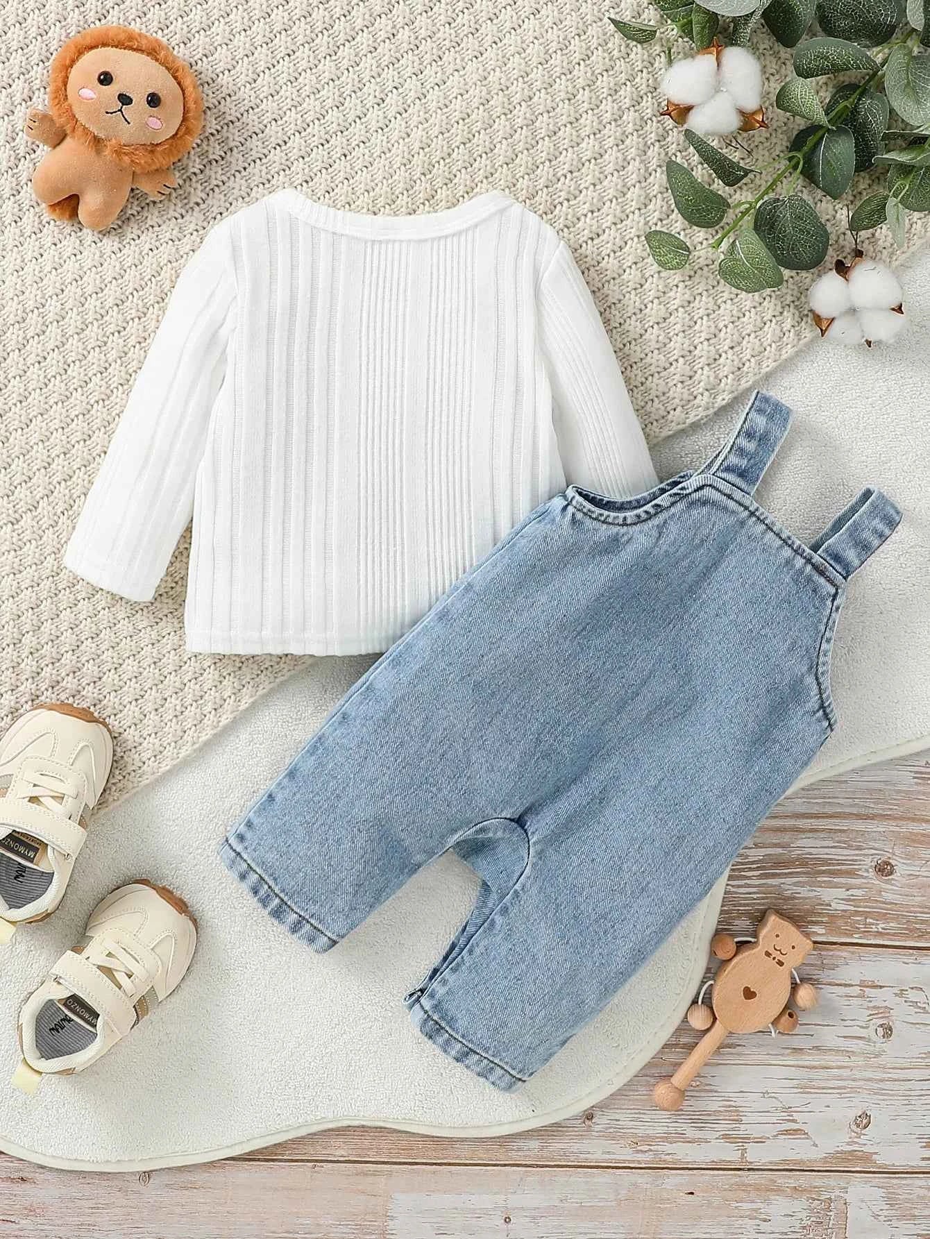 Trendy Baby Long Sleeve Top & Romper Set for All Seasons