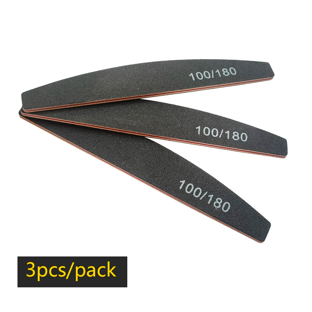 Precision Half Moon Nail File Buffer - 100/180 Grit