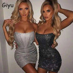 Elegant Glitter Bodycon Mini Dress for Summer Nights