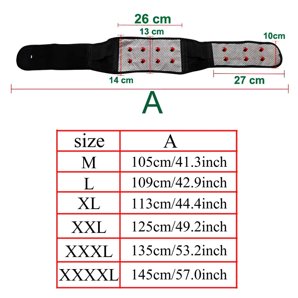 Adjustable Tourmaline Magnetic Therapy Back Support Belt