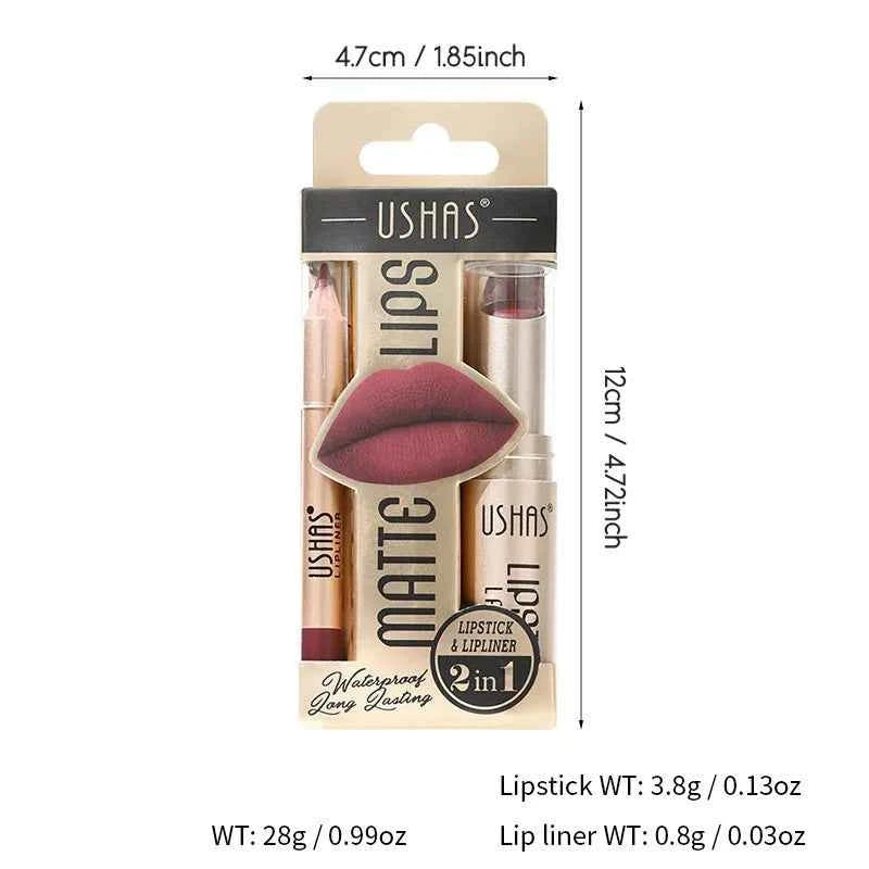Elevate Your Look: USHAS 12-Color Lipstick & Liner Duo