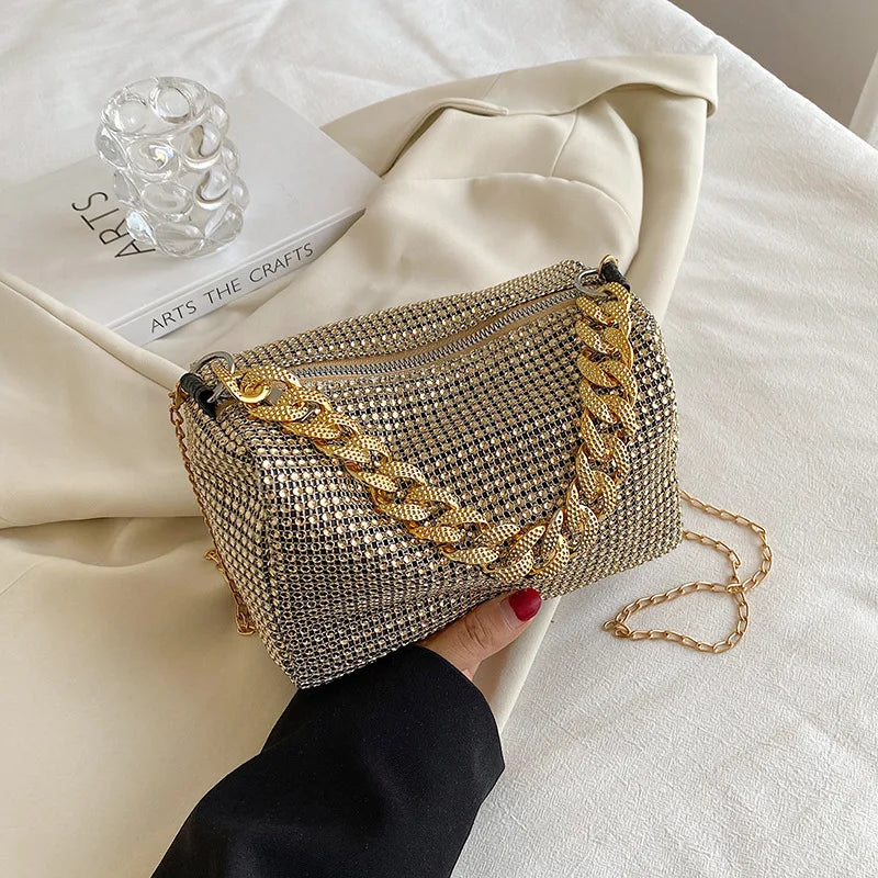 Elegant Glitter Chain Mini Crossbody Purse for Women