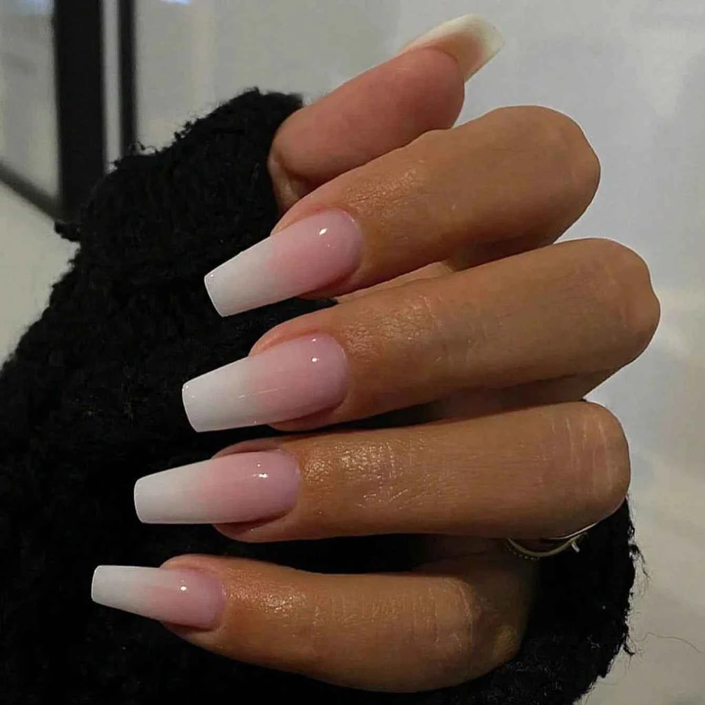 Elegant 24pcs Gradient Long Coffin Press-On Nails
