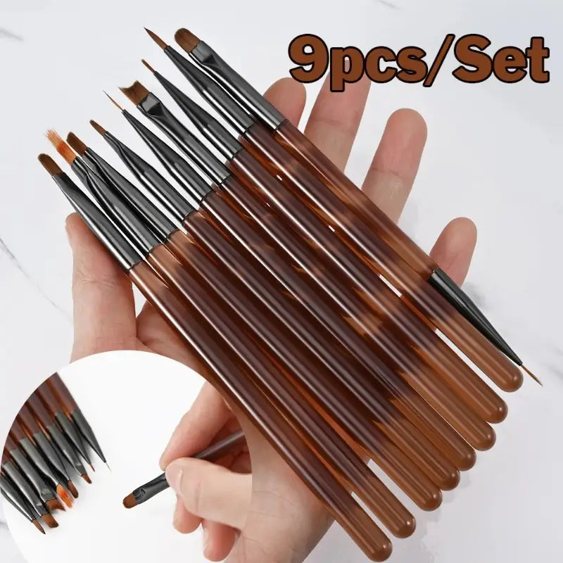 9pcs uv gel nail brush liner diy painting pen manicure acrylic drawing brush for nail art design nails tip display