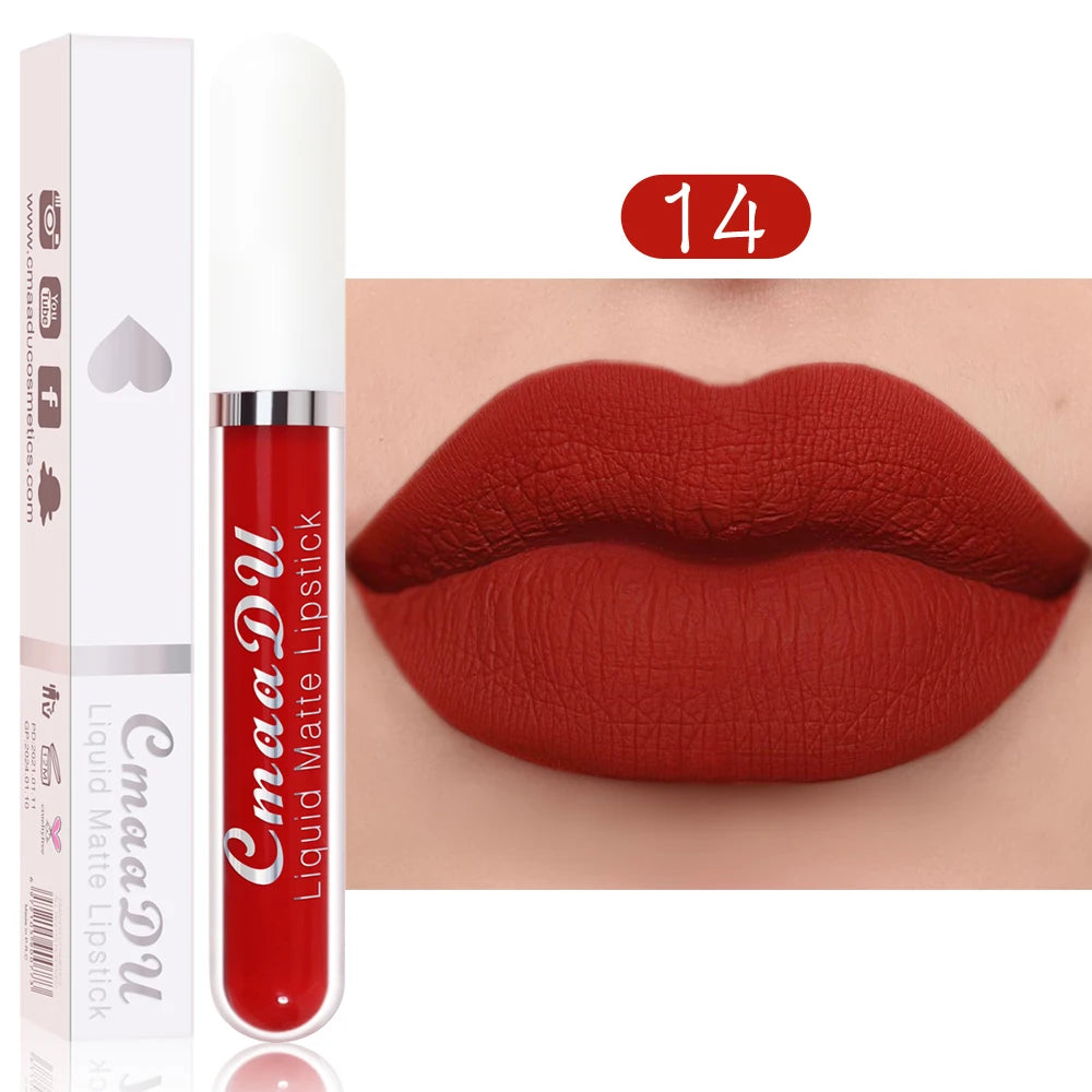 Waterproof Matte Liquid Lipstick - CmaaDu Red Elegance