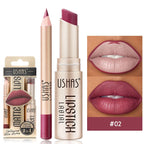 Elevate Your Look: USHAS 12-Color Lipstick & Liner Duo