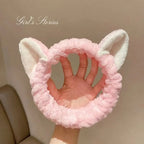 Cute Coral Plush Cat Hairband for Makeup & Skincare