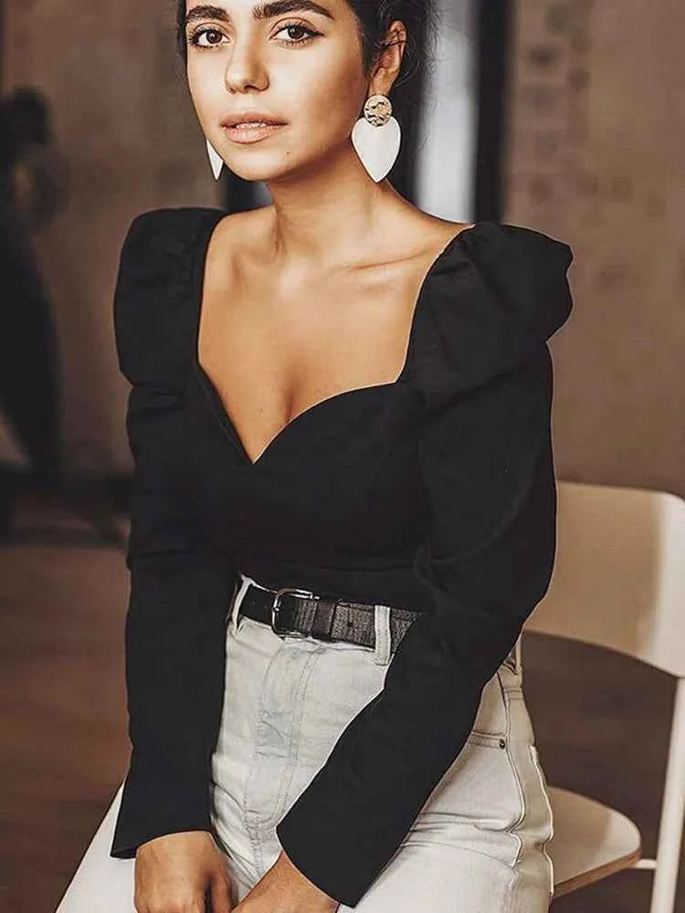 Slim Fit Square Neck Blouse for Effortless Elegance