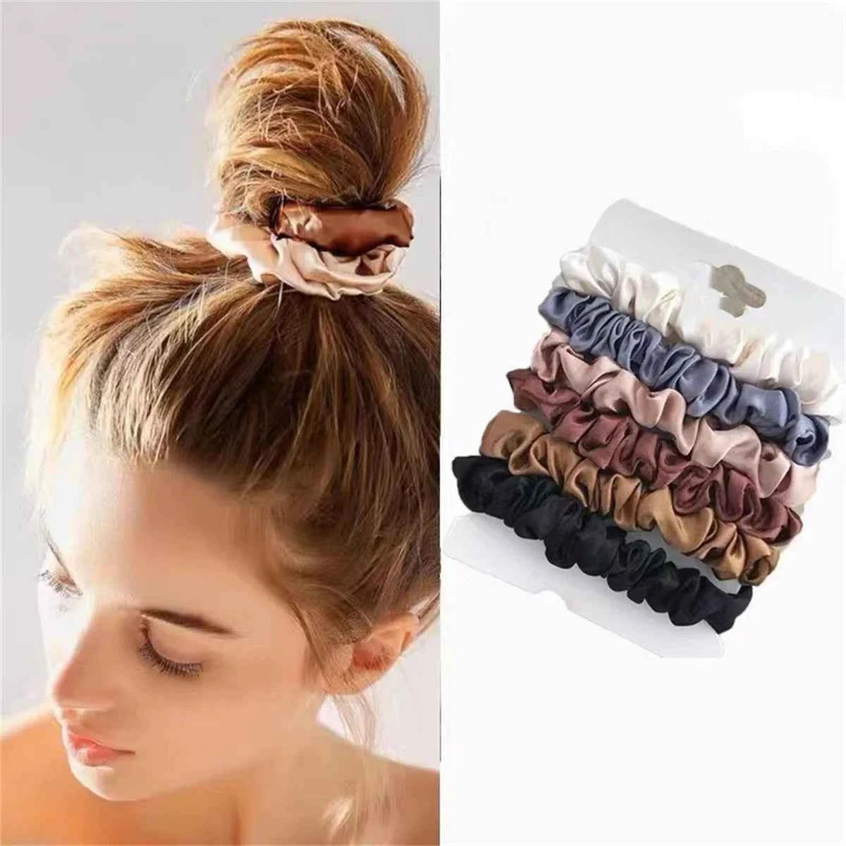 Satin Softness: 6pcs Luxury Hair Scrunchies for Women