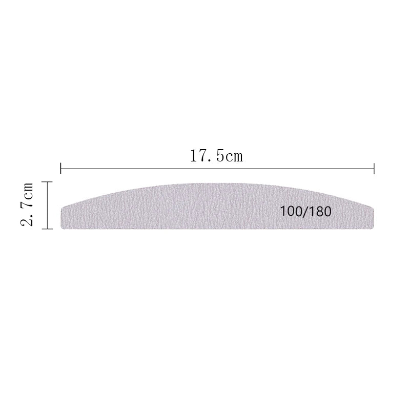 Precision Half Moon Nail File Buffer - 100/180 Grit