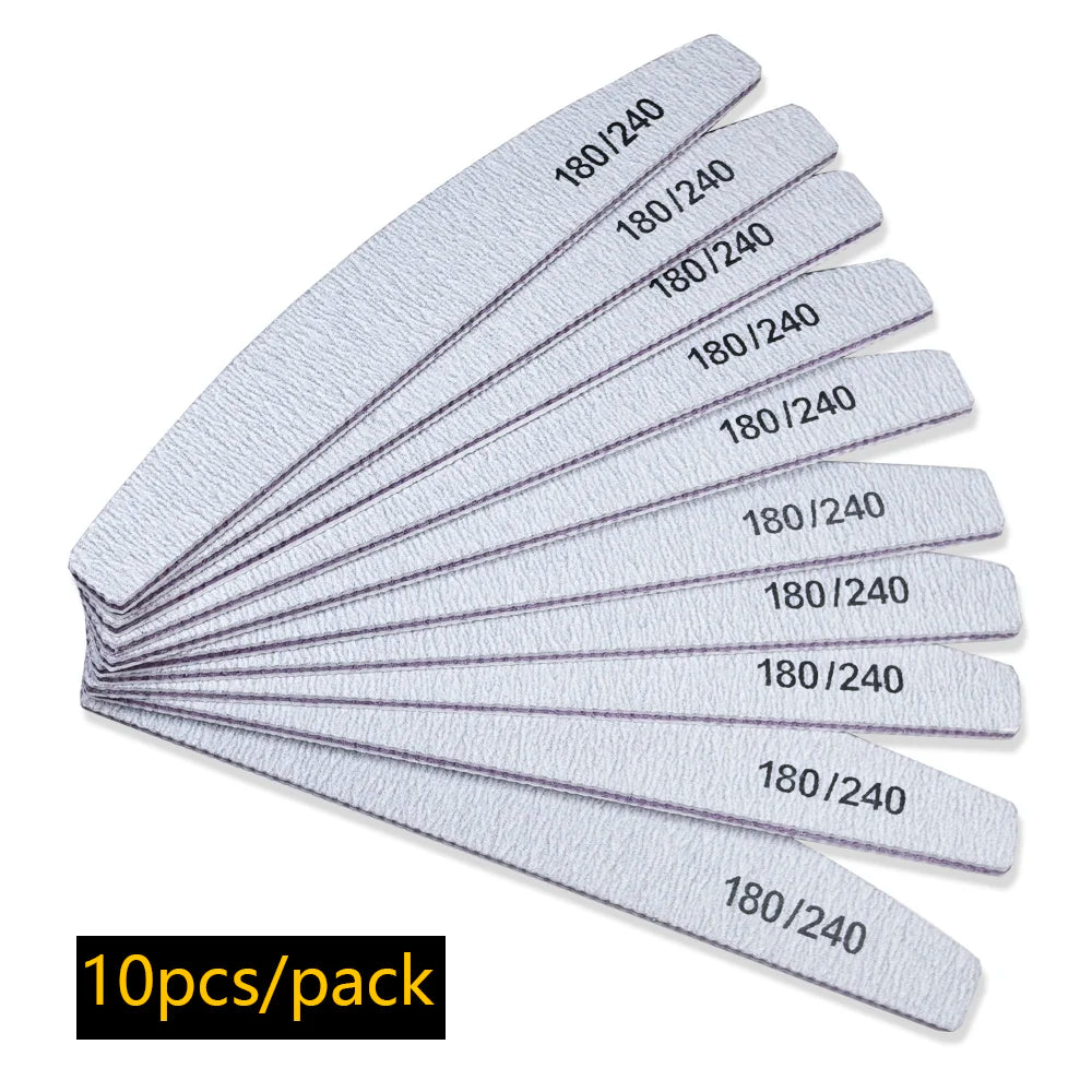 Precision Half Moon Nail File Buffer - 100/180 Grit