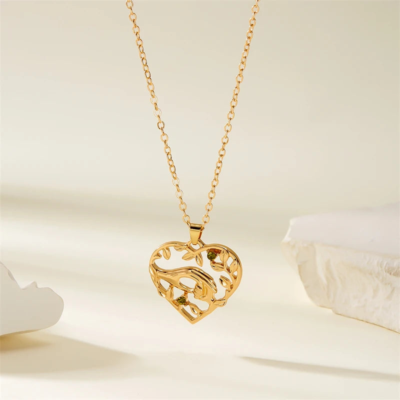 Forever Love Heart & Moon Necklace for Mom & Daughter