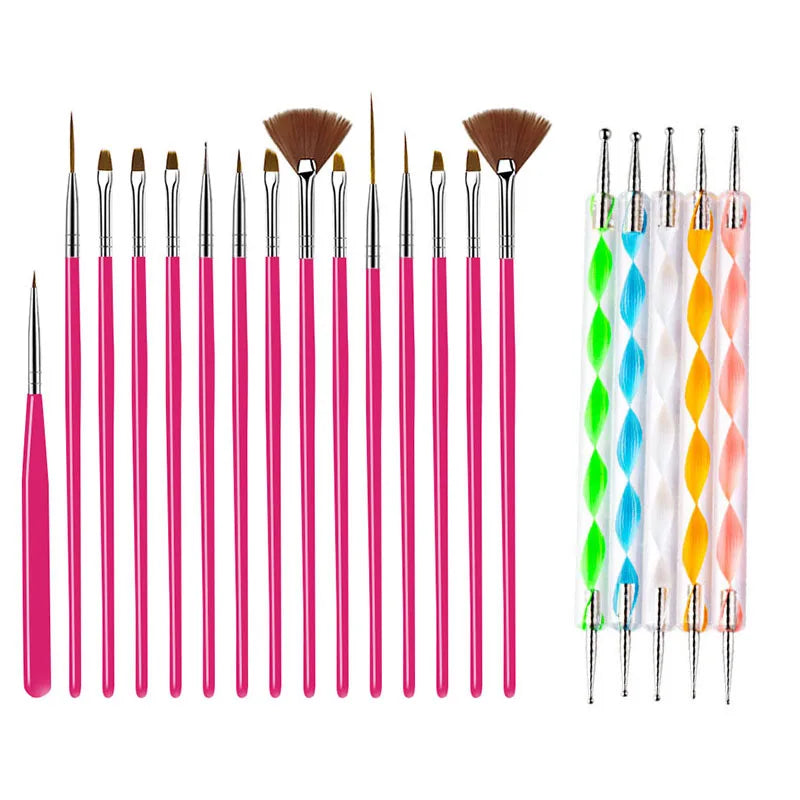 Precision Nail Art Brush Set: 5/20 Pcs for Masterful Designs