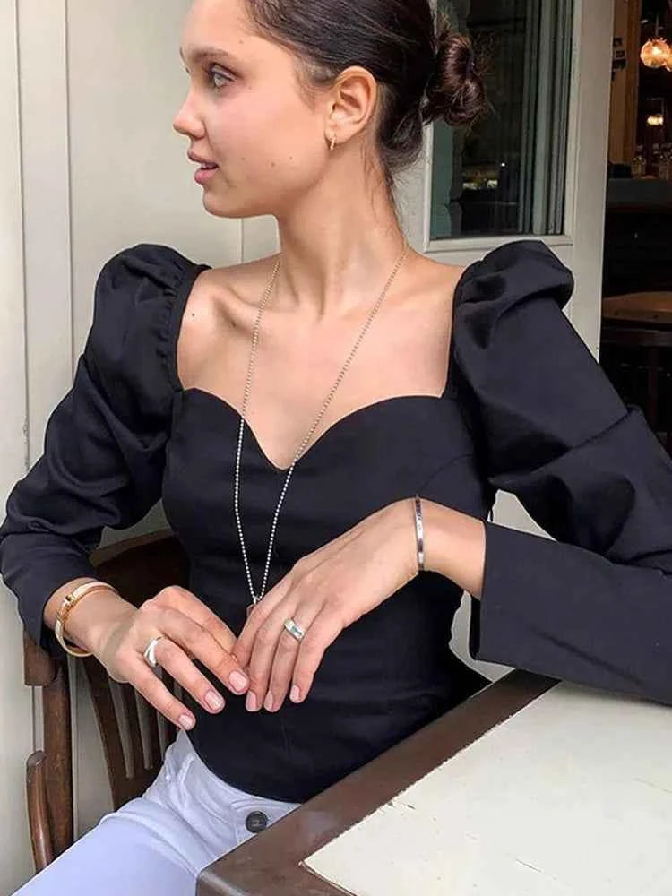 Slim Fit Square Neck Blouse for Effortless Elegance
