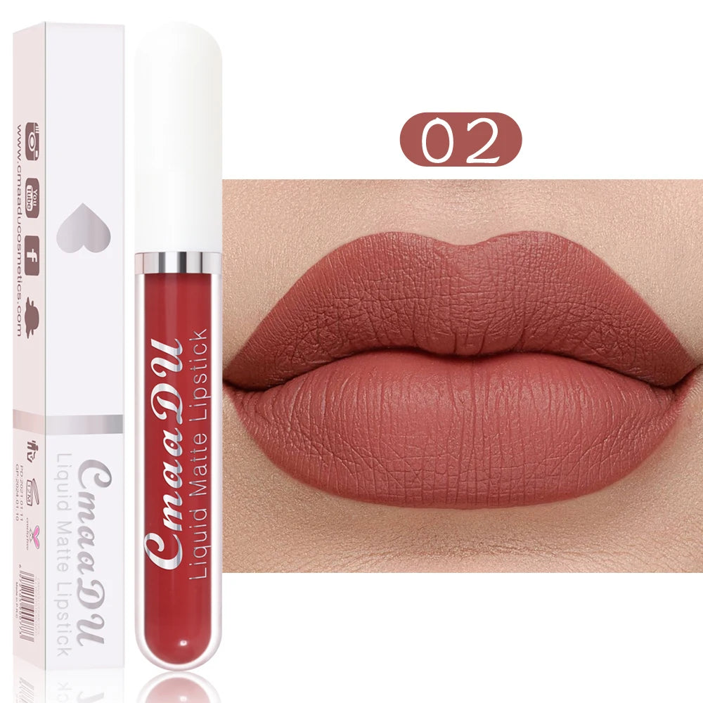 Waterproof Matte Liquid Lipstick - CmaaDu Red Elegance