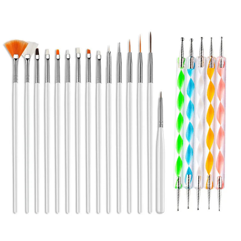 Precision Nail Art Brush Set: 5/20 Pcs for Masterful Designs