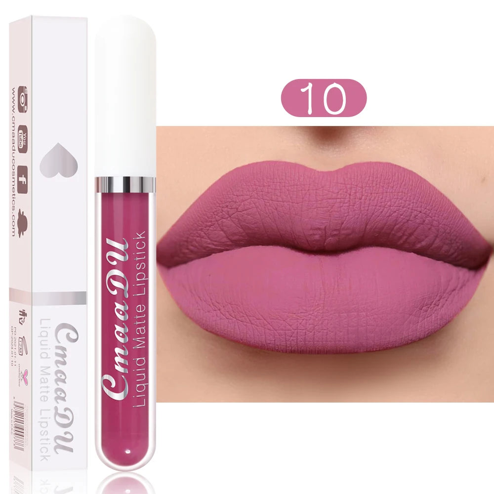 Waterproof Matte Liquid Lipstick - CmaaDu Red Elegance