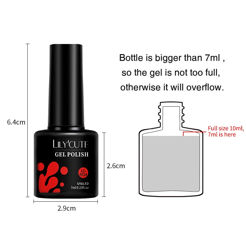 Vibrant LILYCUTE 129 Colors Gel Polish - 7ML Perfection