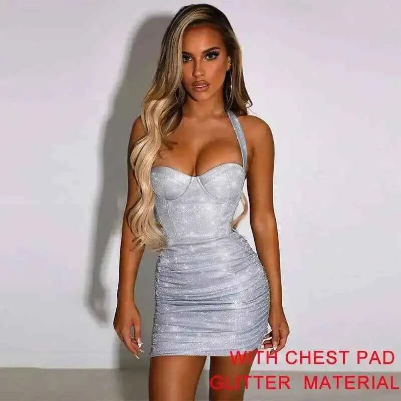 Elegant Glitter Bodycon Mini Dress for Summer Nights