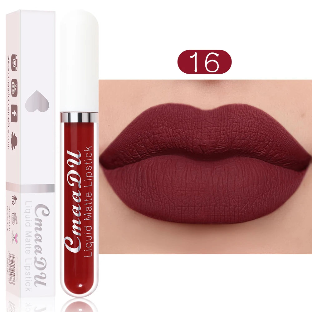 Waterproof Matte Liquid Lipstick - CmaaDu Red Elegance