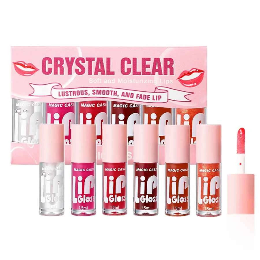 Hydrating Jelly Lip Oil Set: 6pcs for Smooth, Shiny Lips