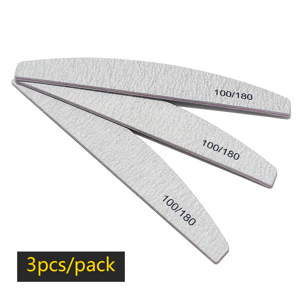 Precision Half Moon Nail File Buffer - 100/180 Grit