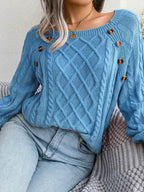 Chic Square Collar Knitted Pullover for Autumn & Winter