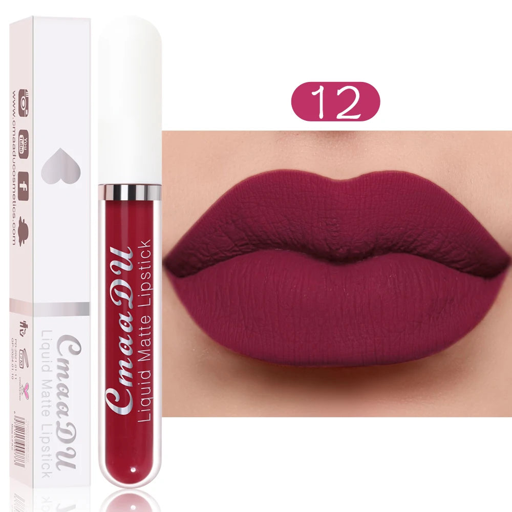 Waterproof Matte Liquid Lipstick - CmaaDu Red Elegance