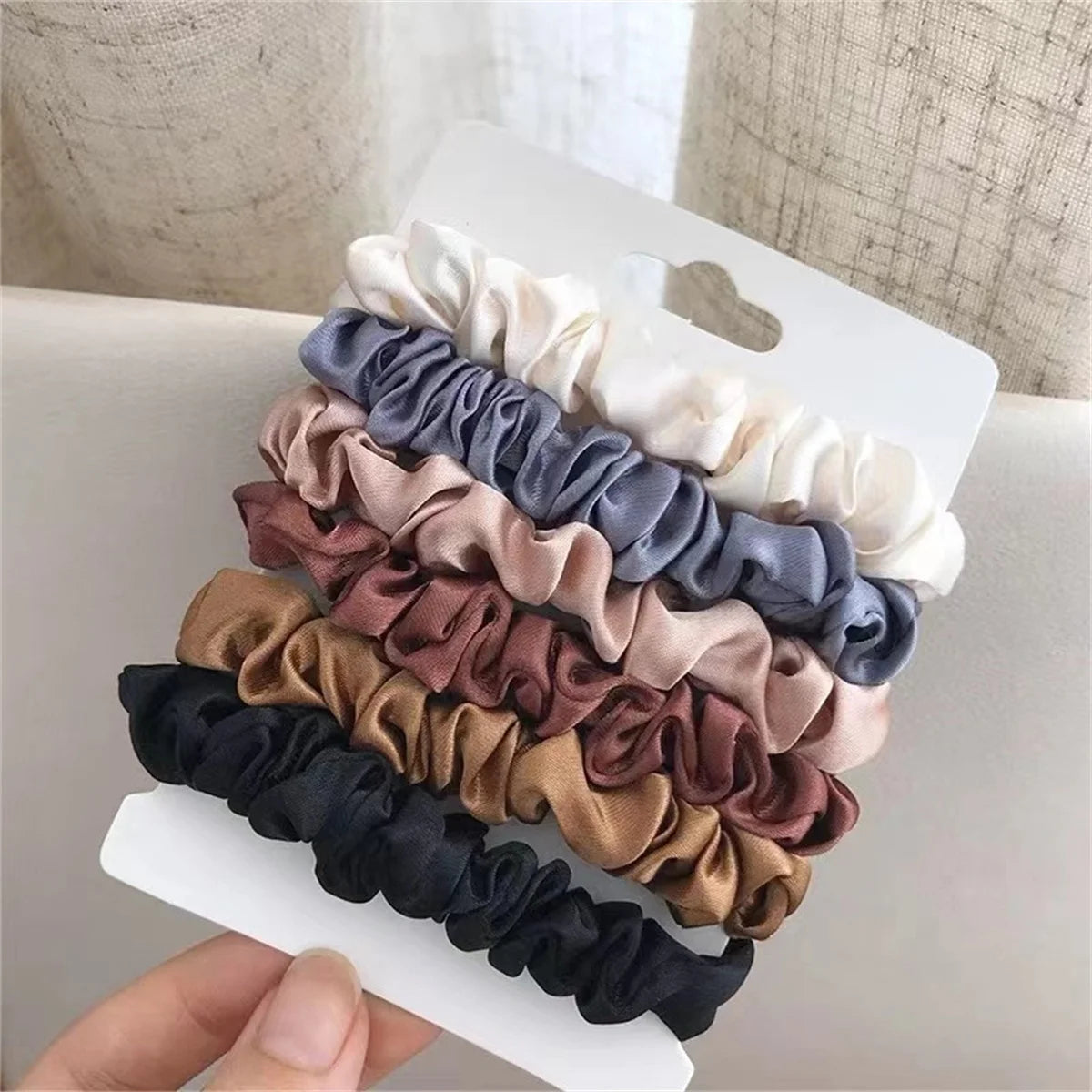 Satin Softness: 6pcs Luxury Hair Scrunchies for Women