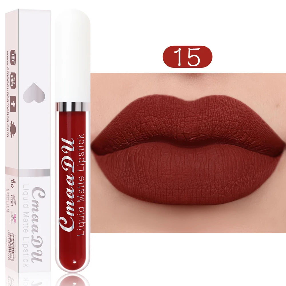 Waterproof Matte Liquid Lipstick - CmaaDu Red Elegance