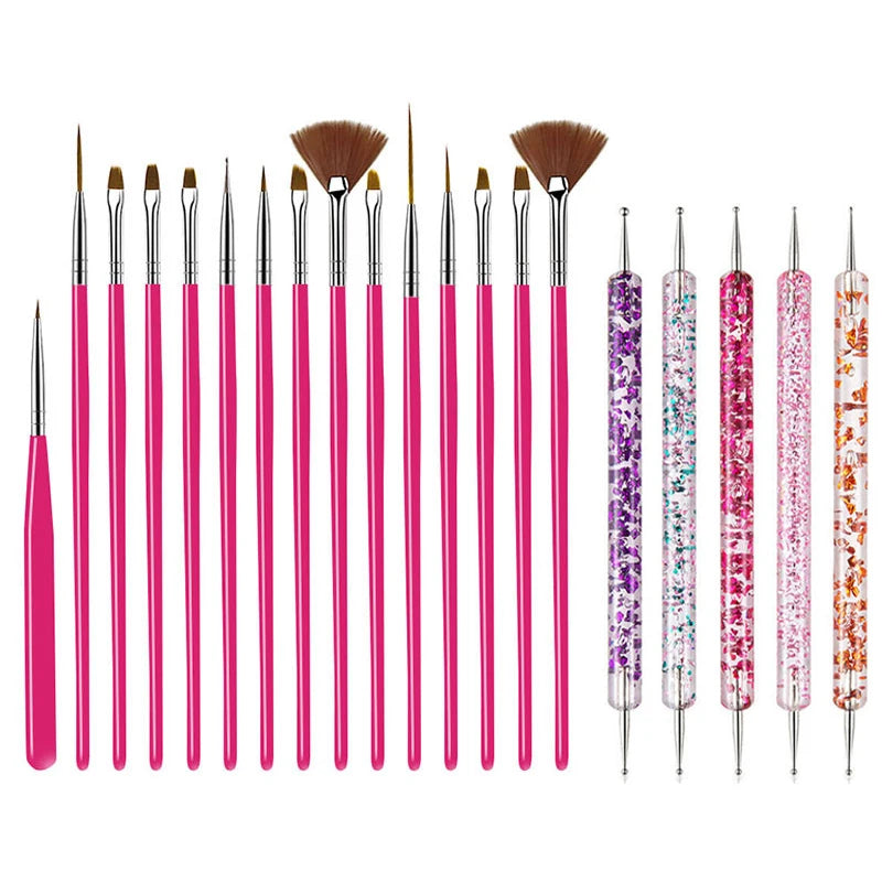 Precision Nail Art Brush Set: 5/20 Pcs for Masterful Designs