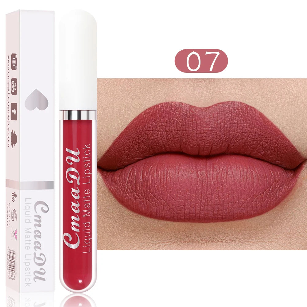 Waterproof Matte Liquid Lipstick - CmaaDu Red Elegance