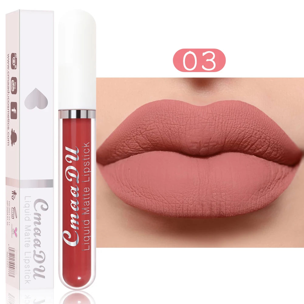Waterproof Matte Liquid Lipstick - CmaaDu Red Elegance