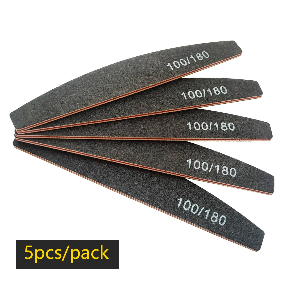 Precision Half Moon Nail File Buffer - 100/180 Grit