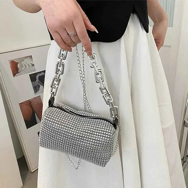 Elegant Glitter Chain Mini Crossbody Purse for Women