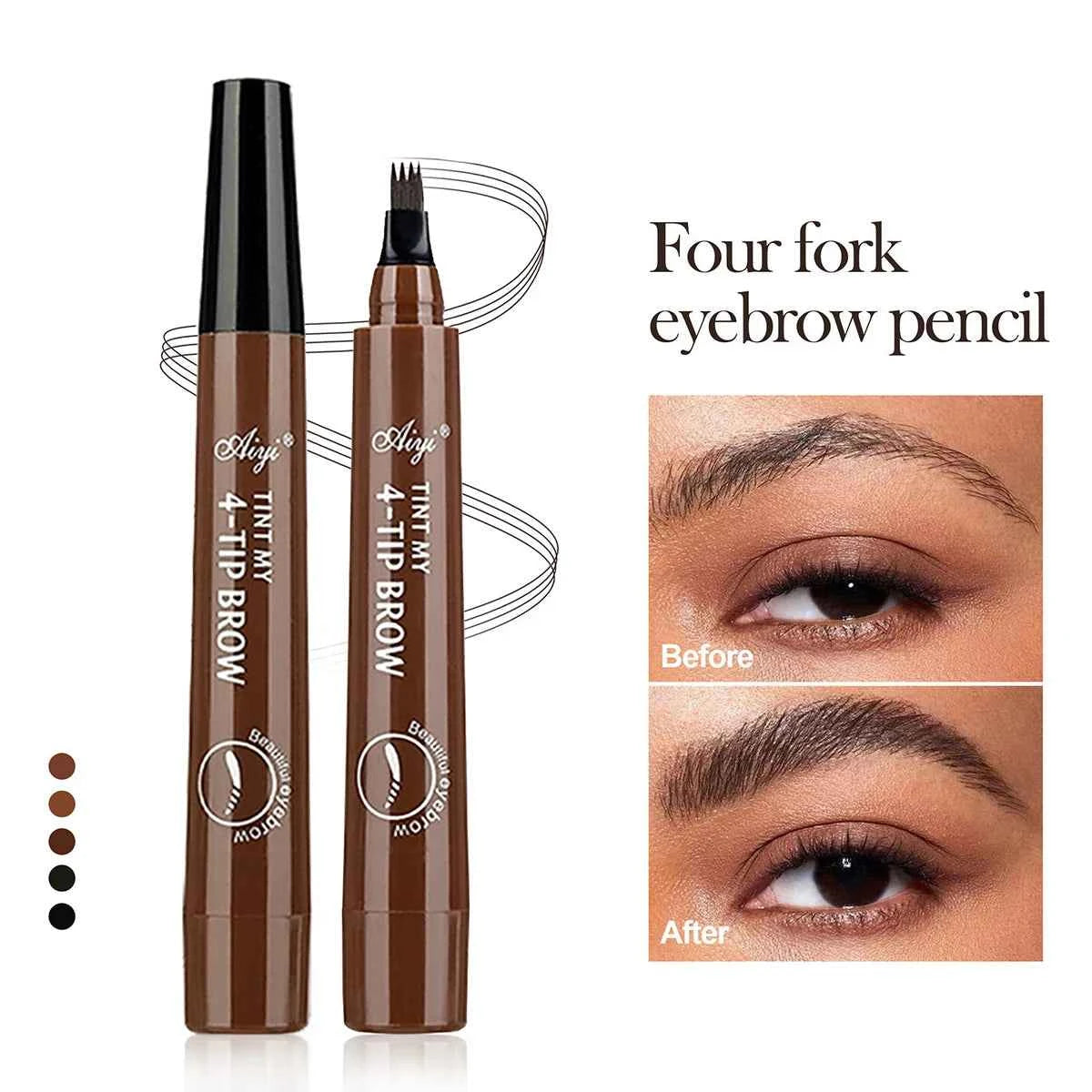 Four Fork Eyebrow Pencil: Natural & Waterproof Colors
