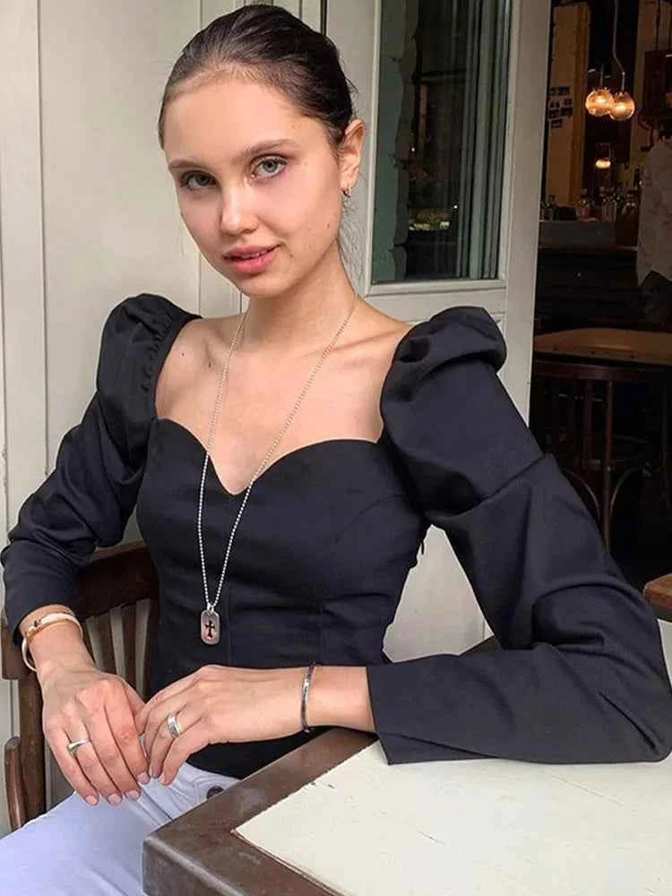 Slim Fit Square Neck Blouse for Effortless Elegance