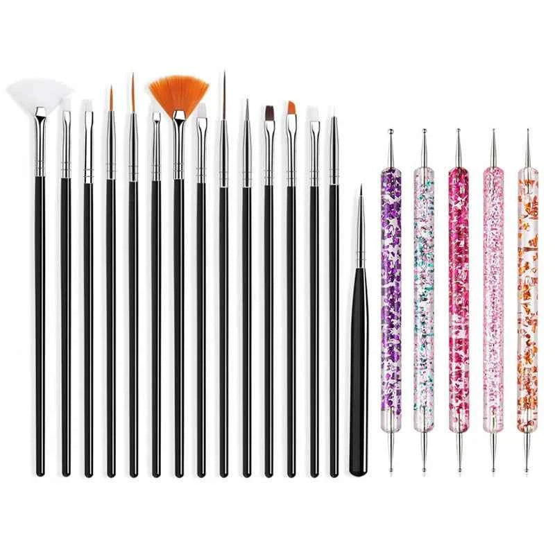 Precision Nail Art Brush Set: 5/20 Pcs for Masterful Designs