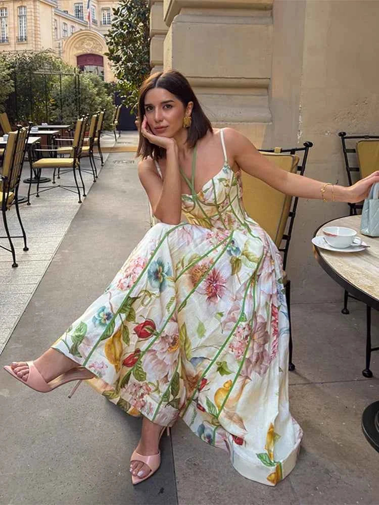 Floral Halter Neck Maxi Dress for Summer Elegance