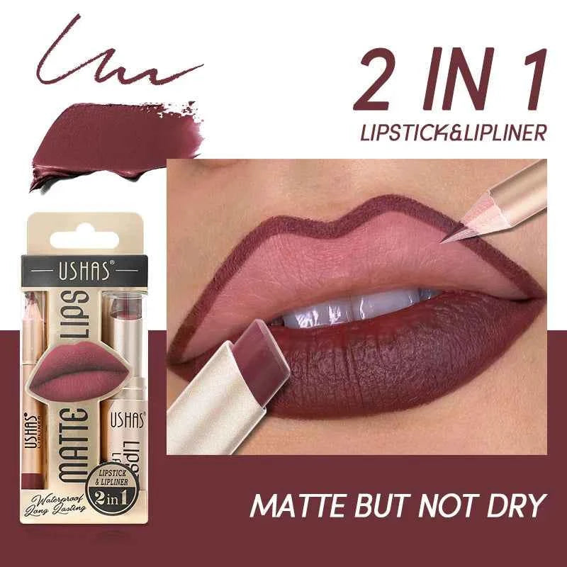 Elevate Your Look: USHAS 12-Color Lipstick & Liner Duo