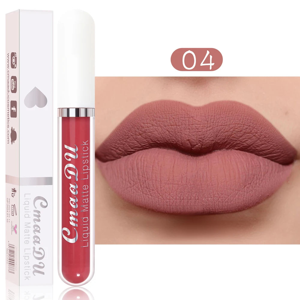 Waterproof Matte Liquid Lipstick - CmaaDu Red Elegance