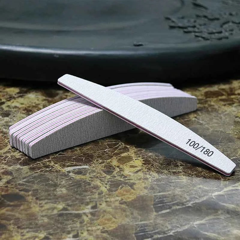 Precision Half Moon Nail File Buffer - 100/180 Grit